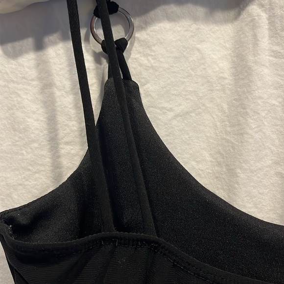 Sexy double spaghetti straps w silver ring detail bedazzled empire waist XS - Picture 8 of 9